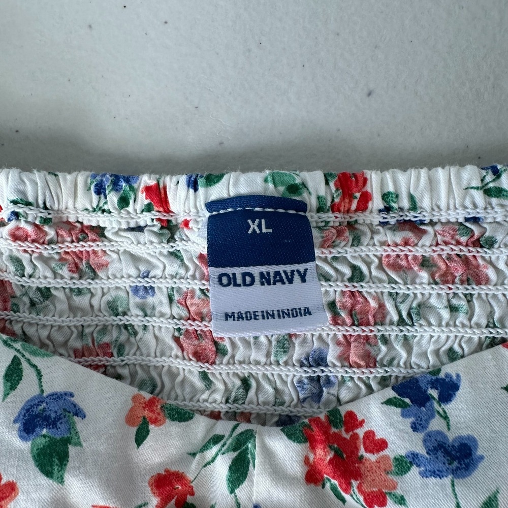 Old Navy Babydoll Top Womens Size XL White Floral Sweetheart Cottagecore Boho - Picture 3 of 12